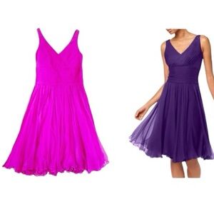 JS Collections Silk Pleated Ruffle Midi Dress size 4